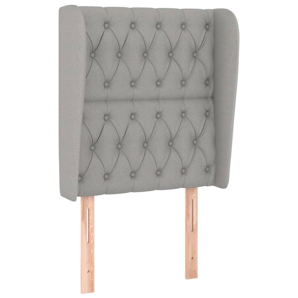 vidaXL Tăblie de pat cu aripioare gri deschis 83x23x118/128 cm textil