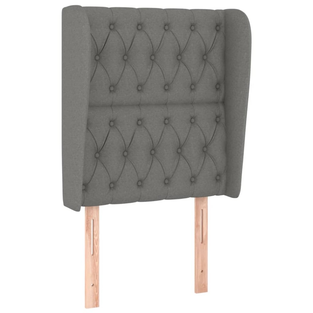 vidaXL Tăblie de pat cu aripioare gri închis 83x23x118/128 cm textil