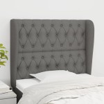 vidaXL Tăblie de pat cu aripioare gri închis 93x23x118/128 cm textil