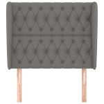 vidaXL Tăblie de pat cu aripioare gri închis 93x23x118/128 cm textil