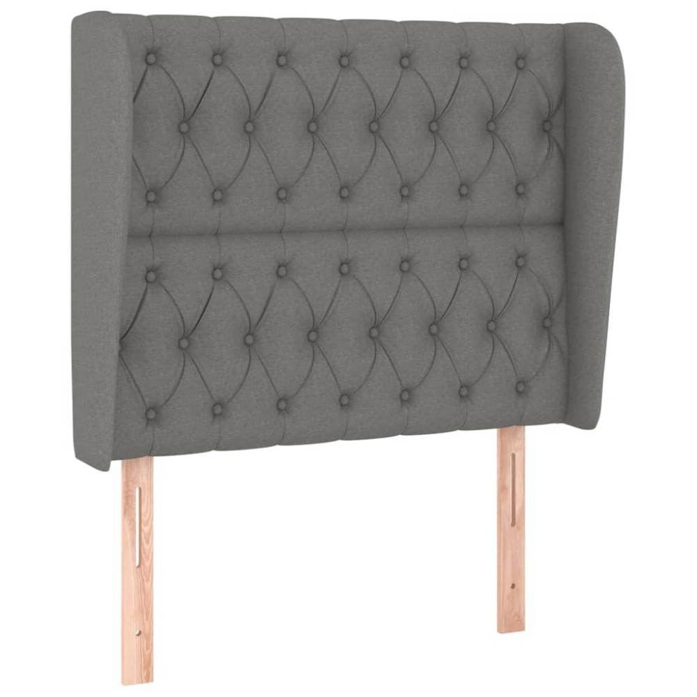 vidaXL Tăblie de pat cu aripioare gri închis 103x23x118/128 cm textil