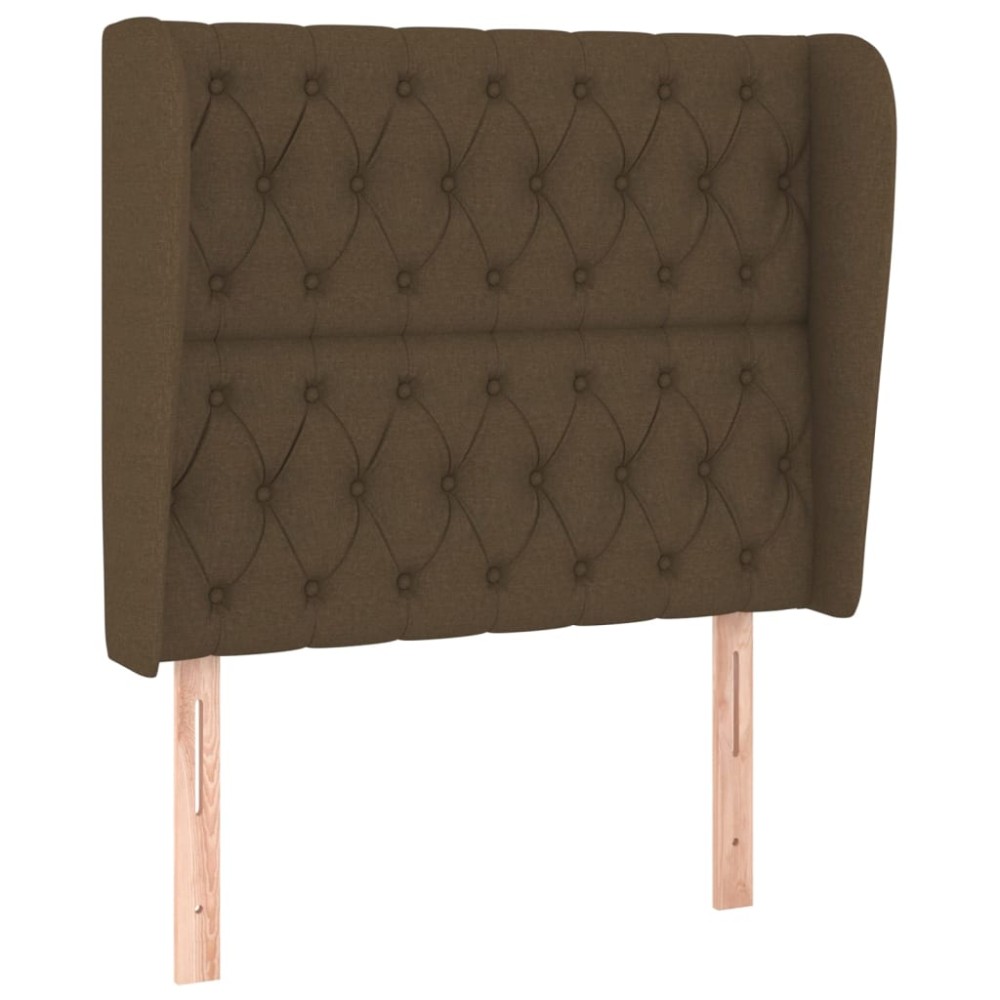 vidaXL Tăblie de pat cu aripioare maro închis 103x23x118/128 cm textil