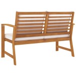 vidaXL Bancă de grădină, 120 cm, crem, lemn masiv de acacia