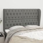 vidaXL Tăblie de pat cu aripioare gri închis 147x23x118/128 cm textil vidaXL Tăblie de pat cu aripioare gri închis 147x23x118/128 cm textil