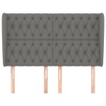 vidaXL Tăblie de pat cu aripioare gri închis 147x23x118/128 cm textil vidaXL Tăblie de pat cu aripioare gri închis 147x23x118/128 cm textil