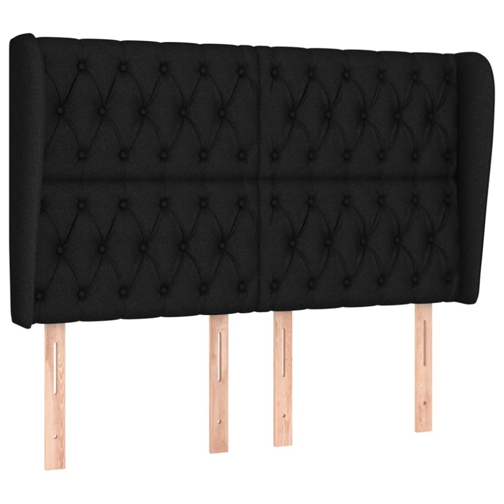 vidaXL Tăblie de pat cu aripioare, negru, 147x23x118/128 cm, textil
