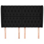 vidaXL Tăblie de pat cu aripioare, negru, 147x23x118/128 cm, textil