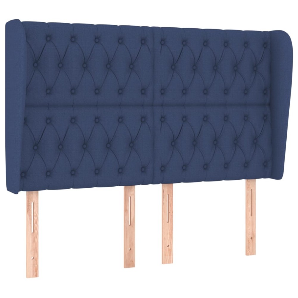 vidaXL Tăblie de pat cu aripioare, albastru, 147x23x118/128 cm, textil