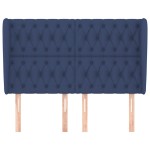 vidaXL Tăblie de pat cu aripioare, albastru, 147x23x118/128 cm, textil