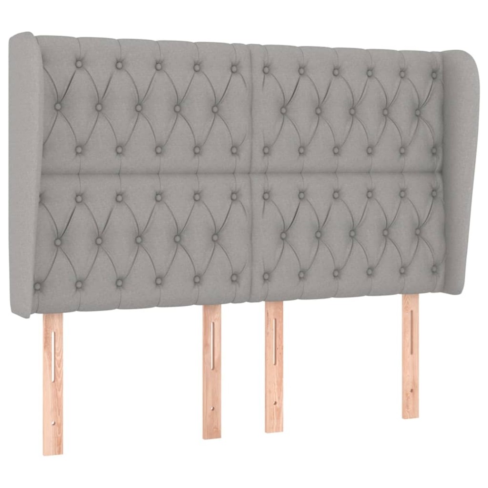 vidaXL Tăblie de pat cu aripioare gri deschis 163x23x118/128 cm textil
