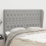 vidaXL Tăblie de pat cu aripioare gri deschis 163x23x118/128 cm textil