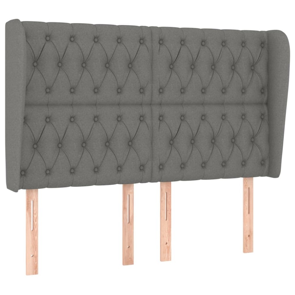 vidaXL Tăblie de pat cu aripioare gri închis 163x23x118/128 cm textil