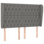 vidaXL Tăblie de pat cu aripioare gri închis 163x23x118/128 cm textil vidaXL Tăblie de pat cu aripioare gri închis 163x23x118/128 cm textil