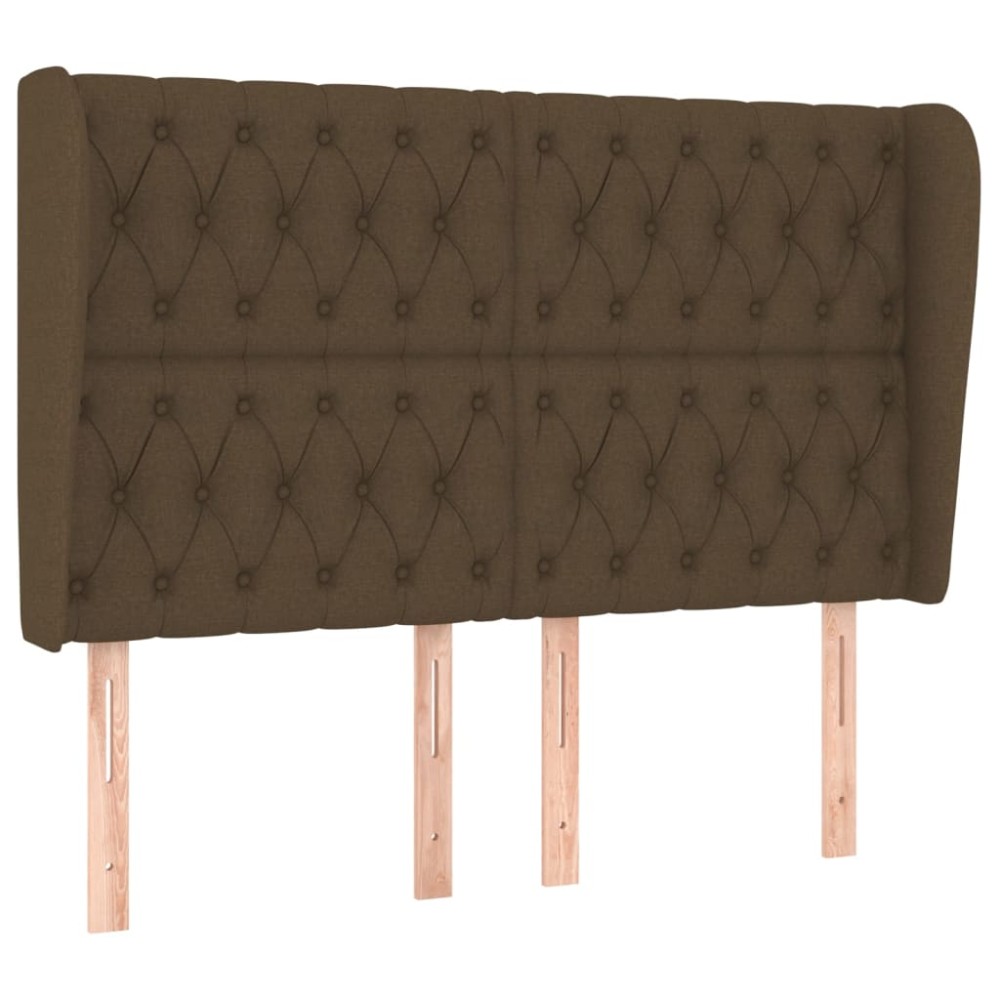 vidaXL Tăblie de pat cu aripioare maro închis 163x23x118/128 cm textil