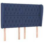 vidaXL Tăblie de pat cu aripioare, albastru, 163x23x118/128 cm, textil