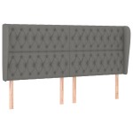 vidaXL Tăblie de pat cu aripioare gri închis 183x23x118/128 cm textil vidaXL Tăblie de pat cu aripioare gri închis 183x23x118/128 cm textil
