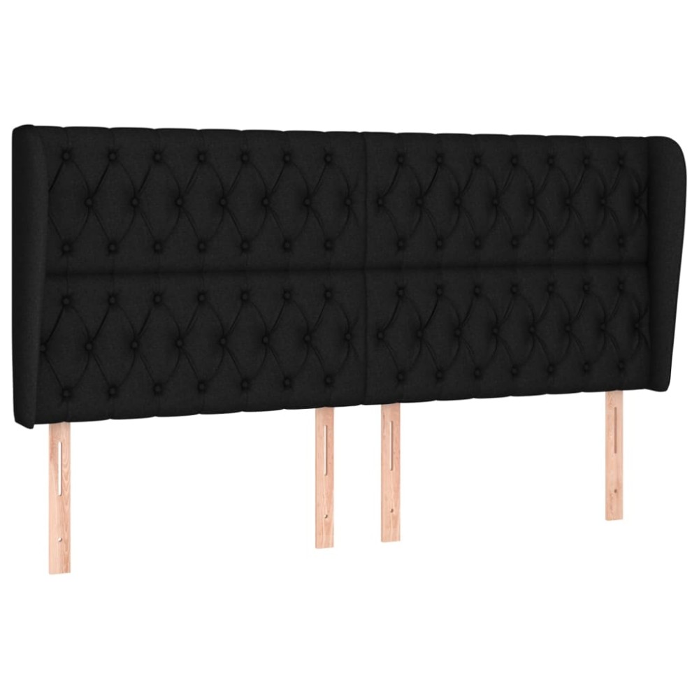 vidaXL Tăblie de pat cu aripioare, negru, 183x23x118/128 cm, textil