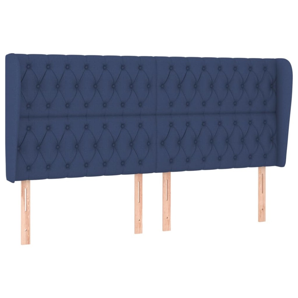 vidaXL Tăblie de pat cu aripioare, albastru, 183x23x118/128 cm, textil