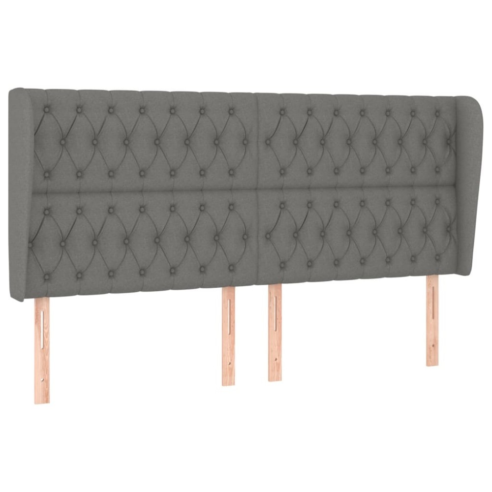 vidaXL Tăblie de pat cu aripioare gri închis 203x23x118/128 cm, textil