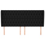 vidaXL Tăblie de pat cu aripioare, negru, 203x23x118/128 cm, textil