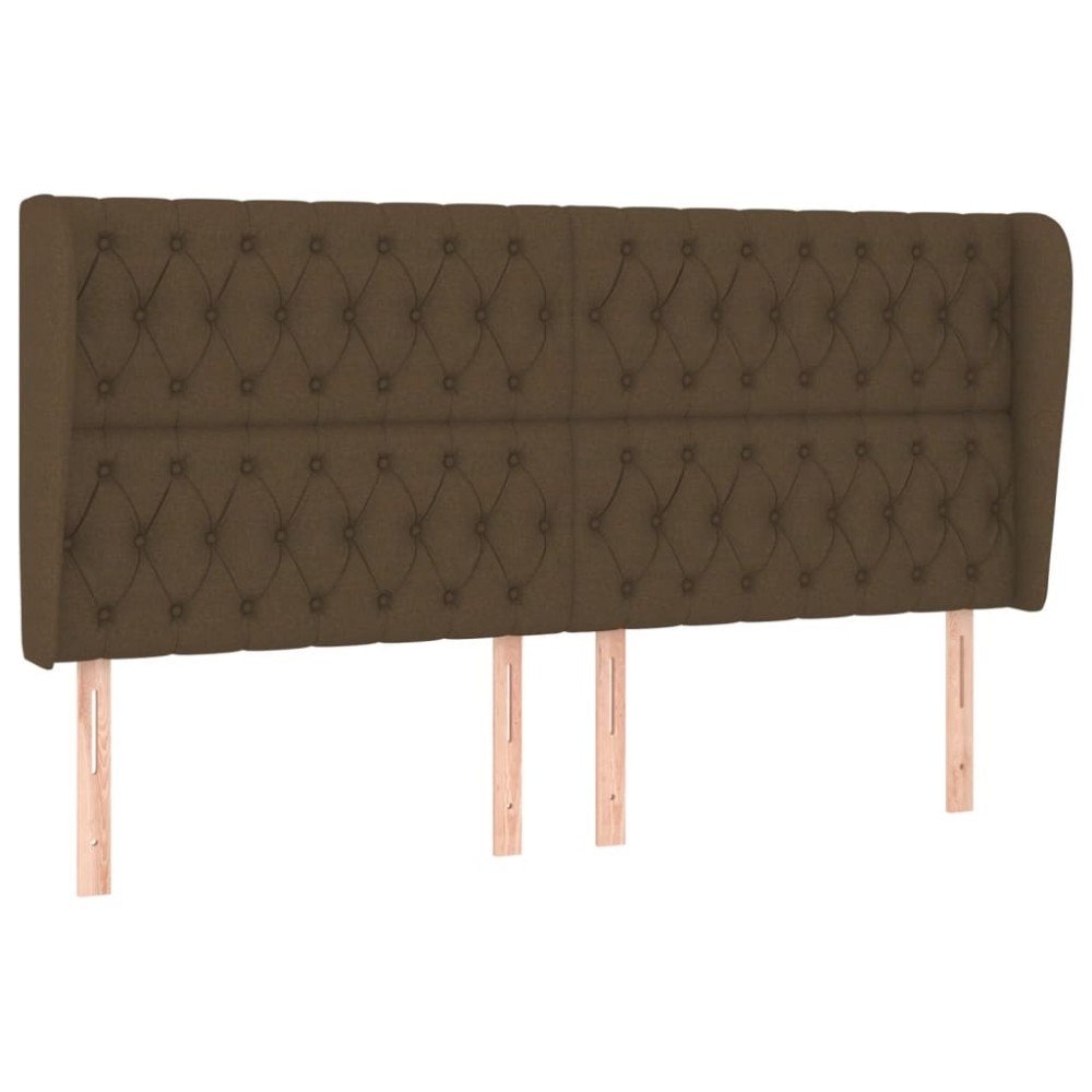 vidaXL Tăblie de pat cu aripioare maro închis 203x23x118/128 cm textil