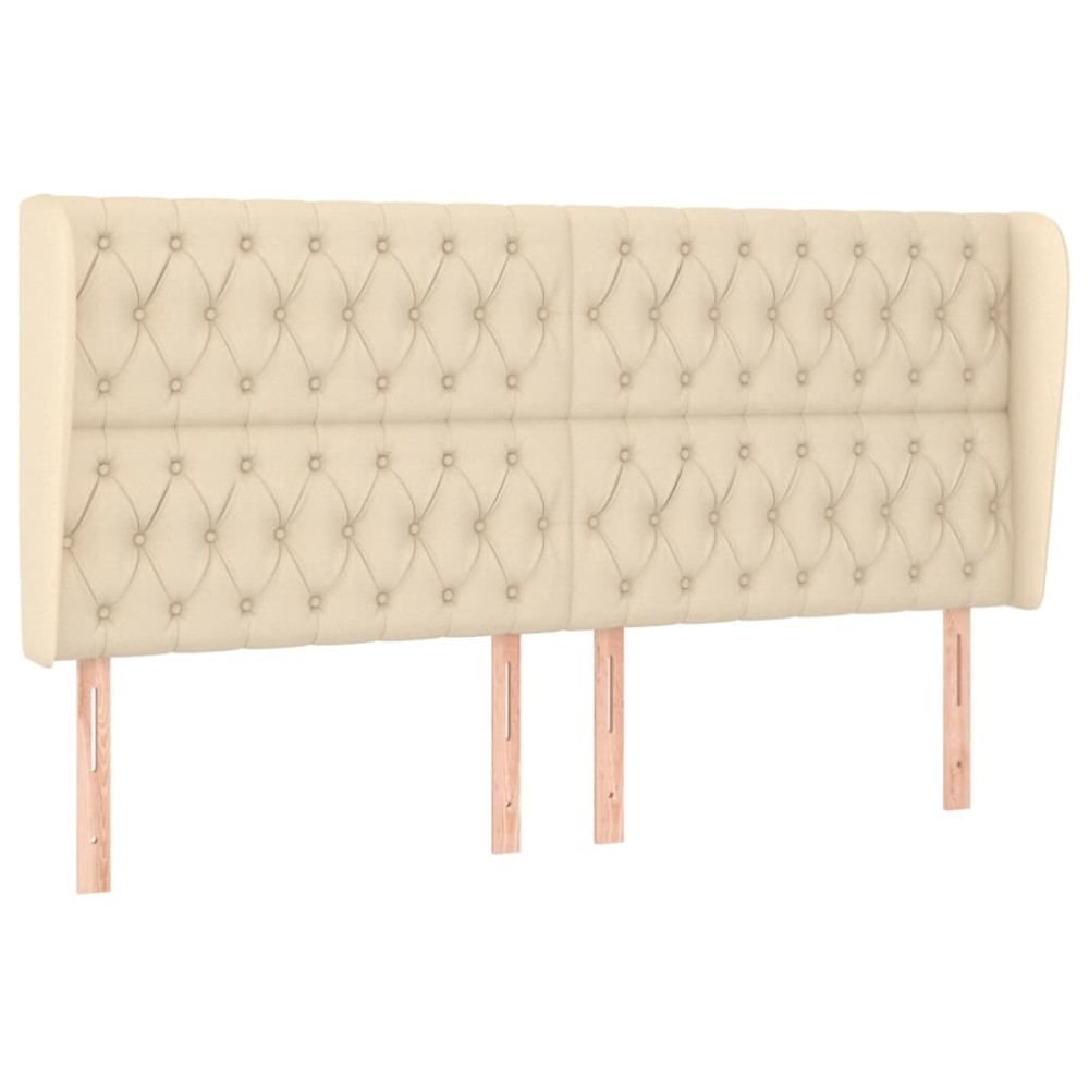 vidaXL Tăblie de pat cu aripioare, crem, 203x23x118/128 cm, textil