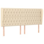 vidaXL Tăblie de pat cu aripioare, crem, 203x23x118/128 cm, textil