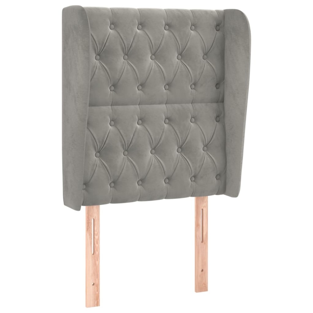 vidaXL Tăblie de pat cu aripioare gri deschis 83x23x118/128 cm catifea
