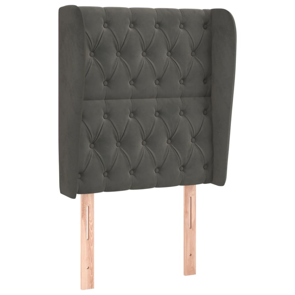 vidaXL Tăblie de pat cu aripioare gri închis 83x23x118/128 cm catifea