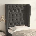 vidaXL Tăblie de pat cu aripioare gri închis 83x23x118/128 cm catifea