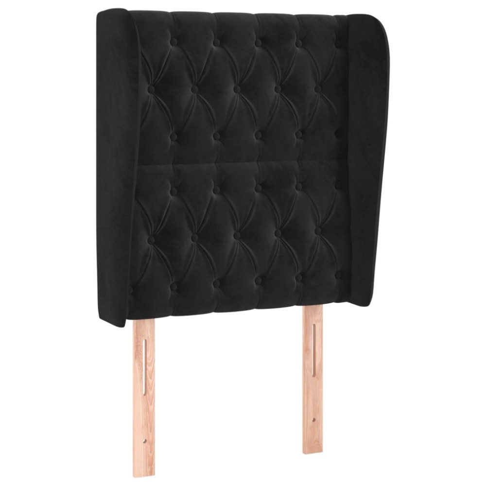 vidaXL Tăblie de pat cu aripioare, negru, 83x23x118/128 cm, catifea