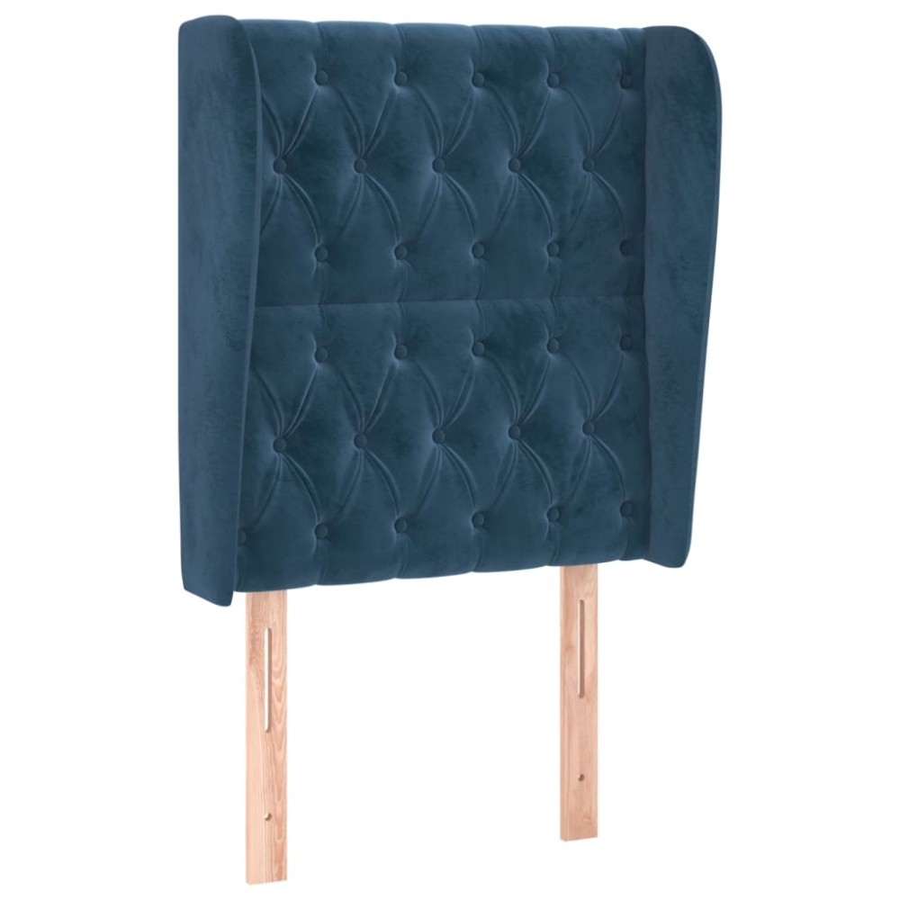 vidaXL Tăblie pat cu aripioare albastru închis 83x23x118/128cm catifea
