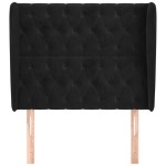 vidaXL Tăblie de pat cu aripioare, negru, 93x23x118/128 cm, catifea