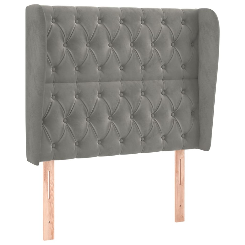 vidaXL Tăblie de pat cu aripioare gri deschis 103x23x118/128cm catifea