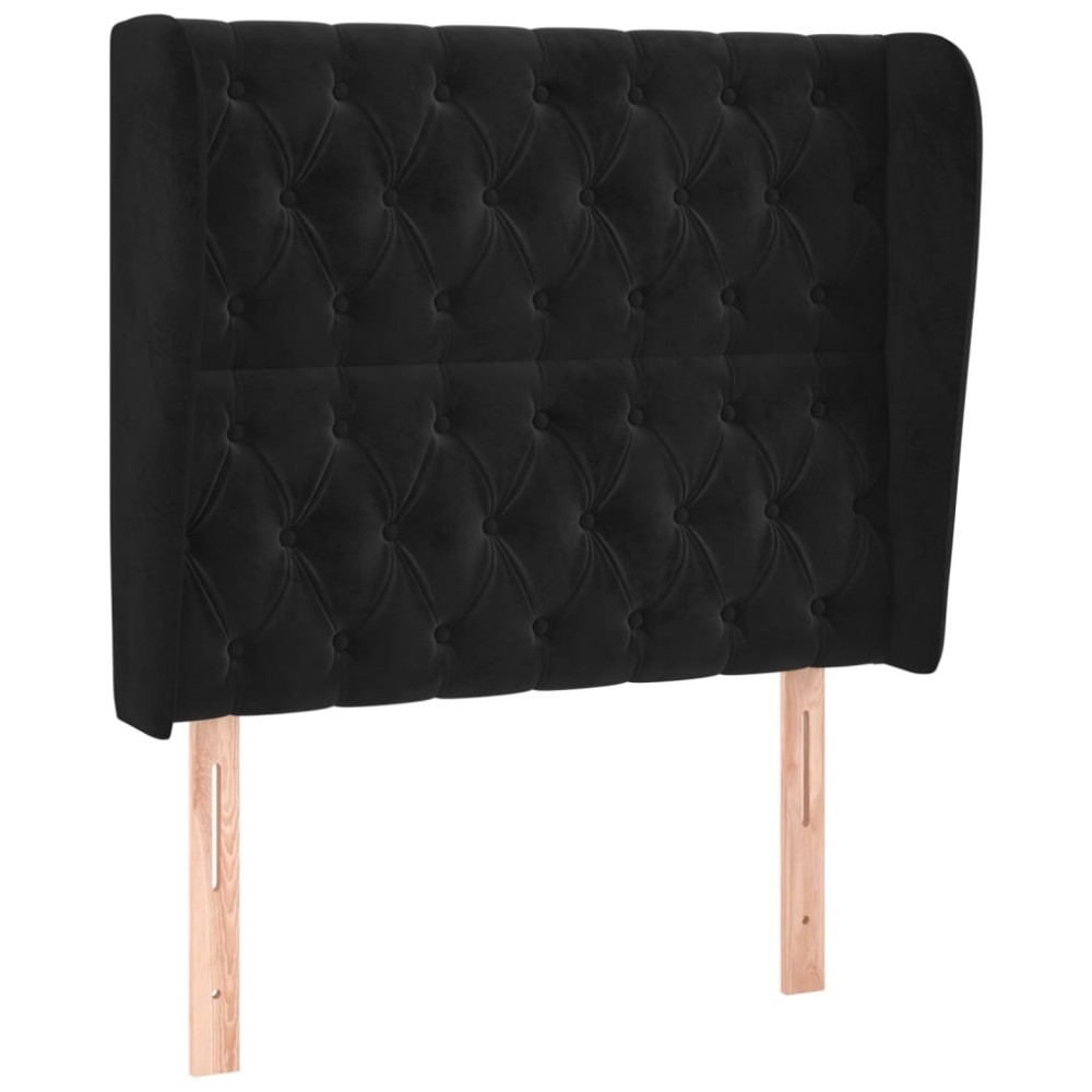 vidaXL Tăblie de pat cu aripioare, negru, 103x23x118/128 cm, catifea