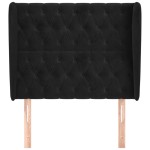 vidaXL Tăblie de pat cu aripioare, negru, 103x23x118/128 cm, catifea