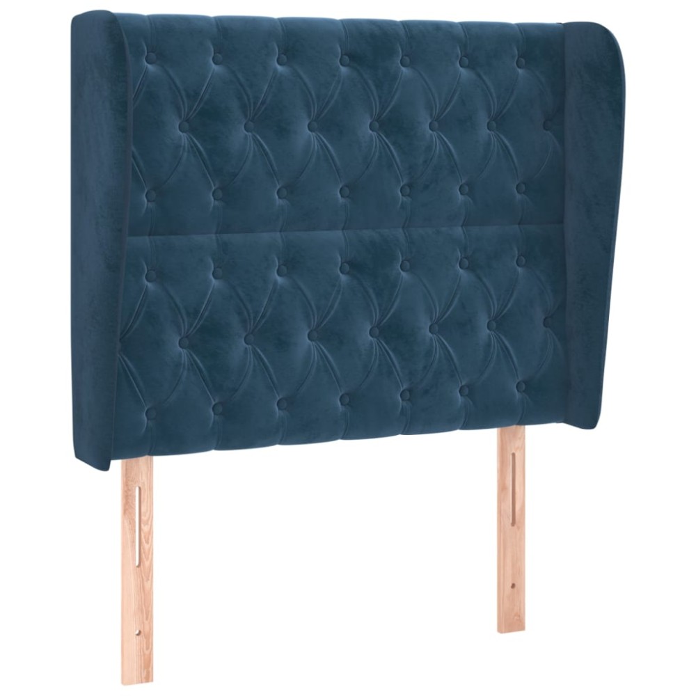 vidaXL Tăblie pat cu urechi albastru închis 103x23x118/128cm catifea