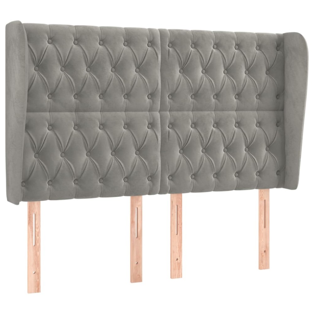 vidaXL Tăblie de pat cu aripioare gri deschis 147x23x118/128cm catifea