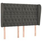 vidaXL Tăblie de pat cu aripioare gri închis 147x23x118/128 cm catifea