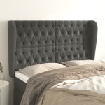 vidaXL Tăblie de pat cu aripioare gri închis 147x23x118/128 cm catifea
