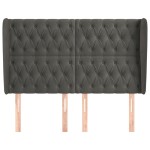 vidaXL Tăblie de pat cu aripioare gri închis 147x23x118/128 cm catifea