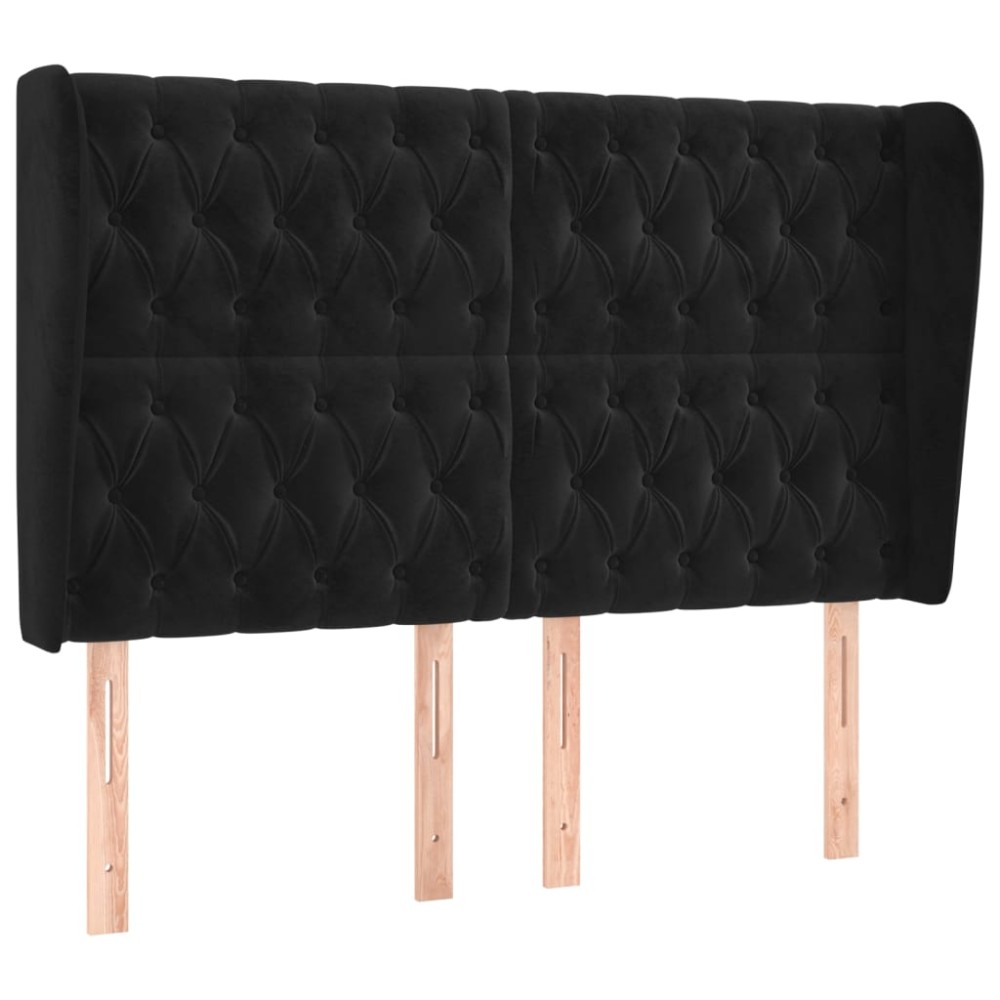 vidaXL Tăblie de pat cu aripioare, negru, 147x23x118/128 cm, catifea