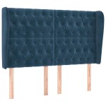 vidaXL Tăblie pat cu urechi albastru închis 147x23x118/128 cm catifea vidaXL Tăblie pat cu urechi albastru închis 147x23x118/128 cm catifea