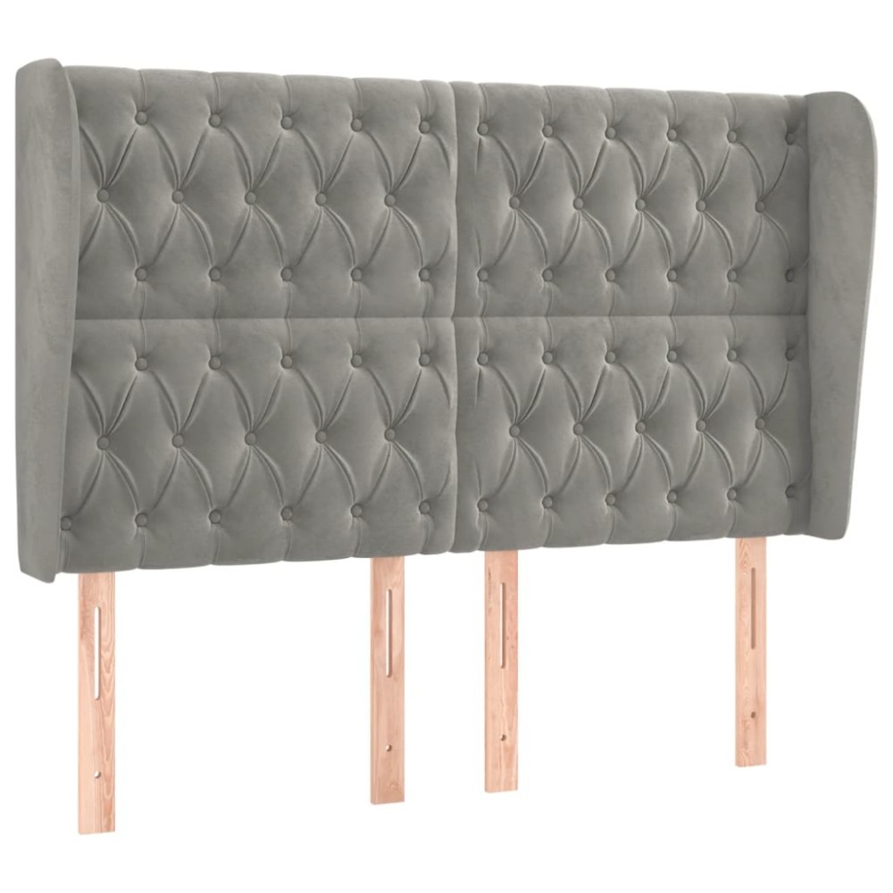 vidaXL Tăblie de pat cu aripioare gri deschis 163x23x118/128cm catifea