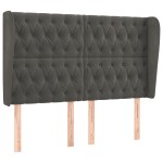 vidaXL Tăblie de pat cu aripioare gri închis 163x23x118/128 cm catifea vidaXL Tăblie de pat cu aripioare gri închis 163x23x118/128 cm catifea