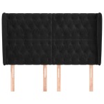vidaXL Tăblie de pat cu aripioare, negru, 163x23x118/128 cm, catifea