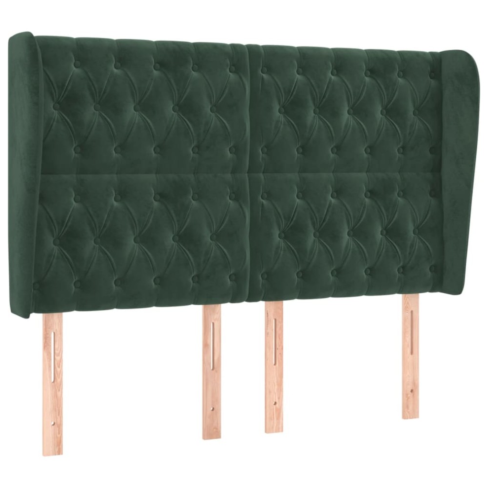 vidaXL Tăblie pat cu aripioare verde închis 163x23x118/128 cm catifea