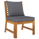 vidaXL Set mobilier de grădină, 3 piese, perne gri închis, lemn acacia