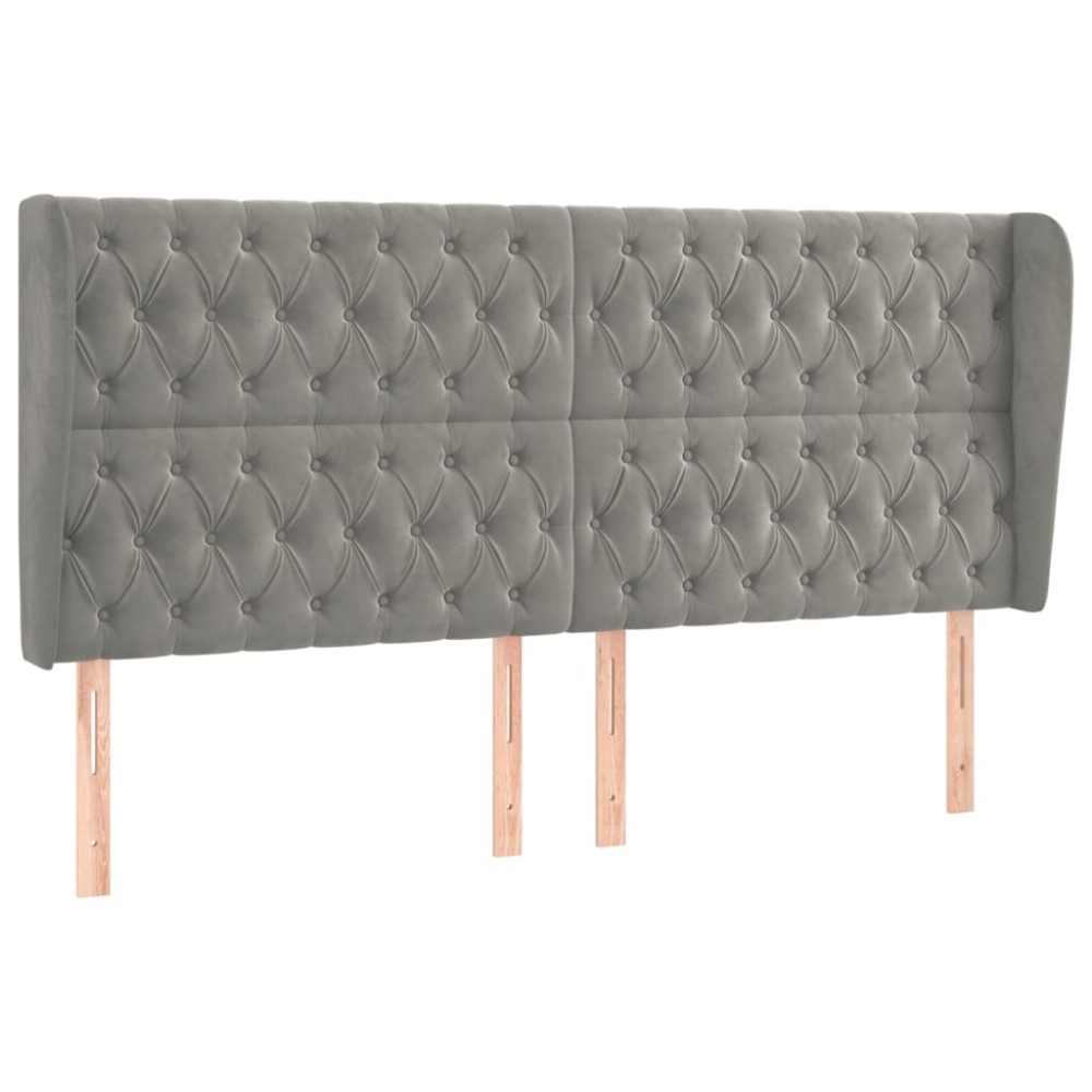 vidaXL Tăblie de pat cu aripioare gri deschis 183x23x118/128cm catifea