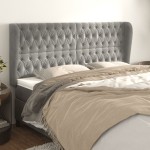 vidaXL Tăblie de pat cu aripioare gri deschis 183x23x118/128cm catifea